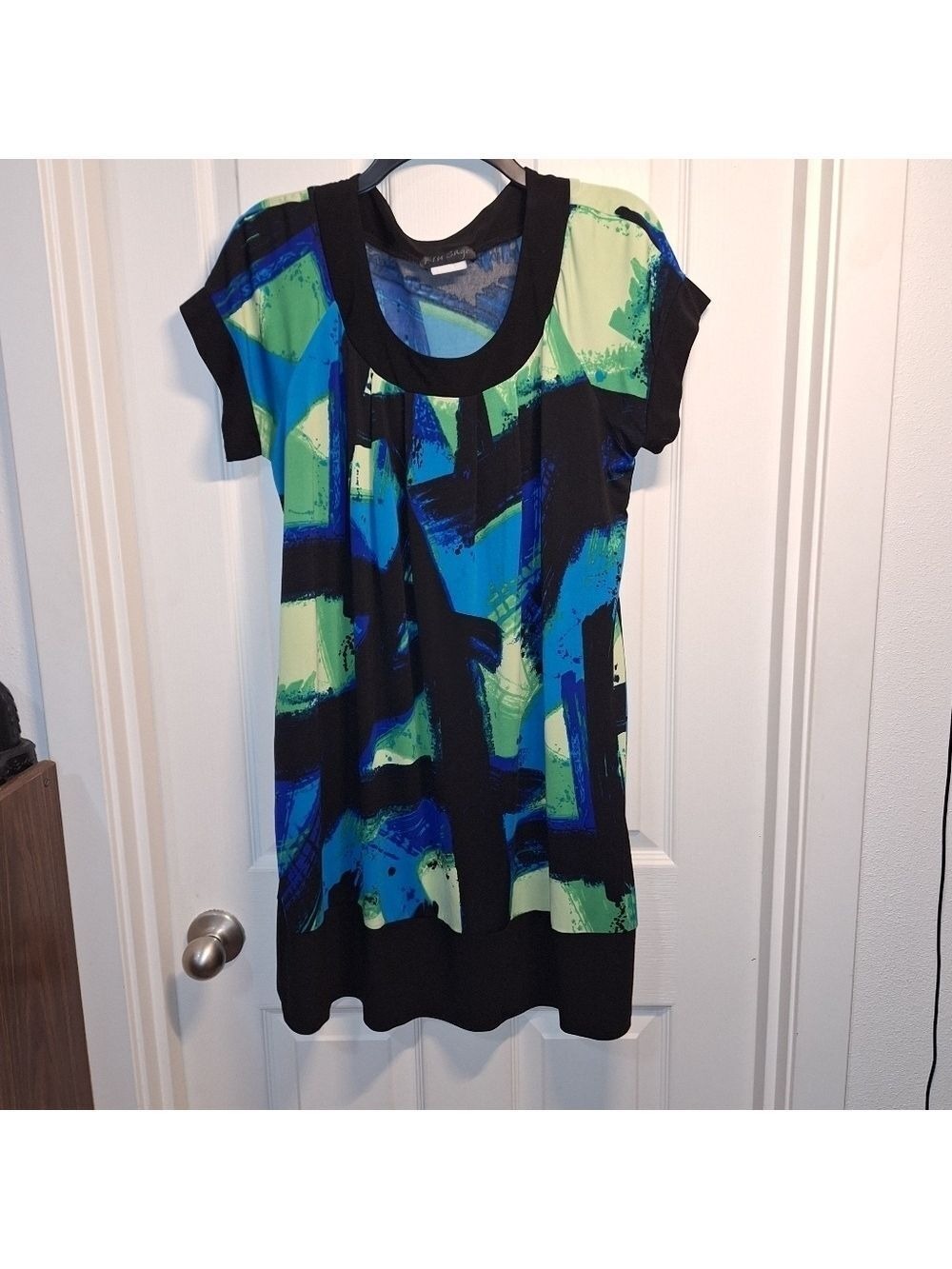 Blu Sage Black Blue Pattern Mini Dress XL